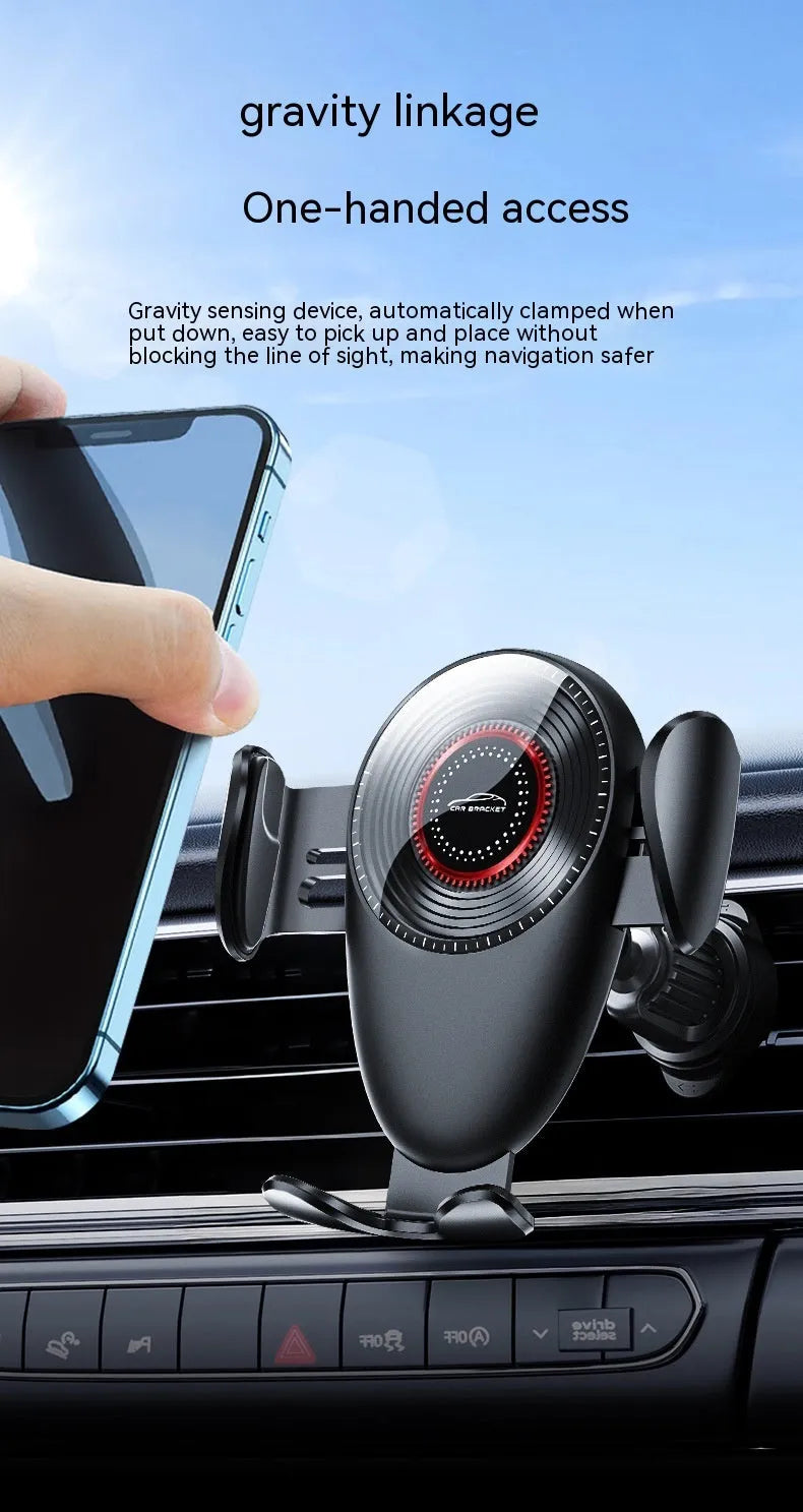 Black universal car air vent mobile phone bracket with adjustable arms for secure mounting