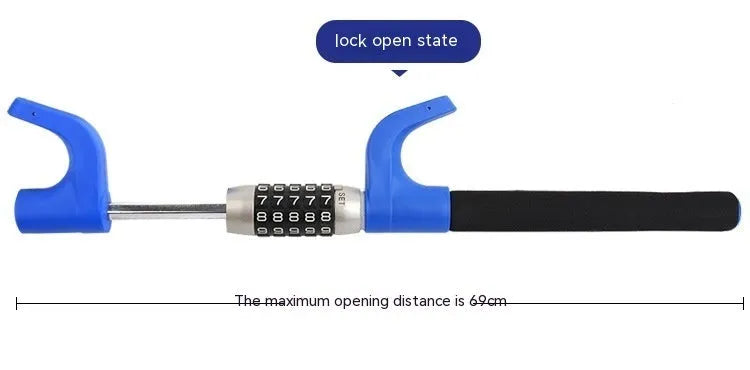 Alloy steel car steering wheel U-lock with password combination in black, blue or red colours