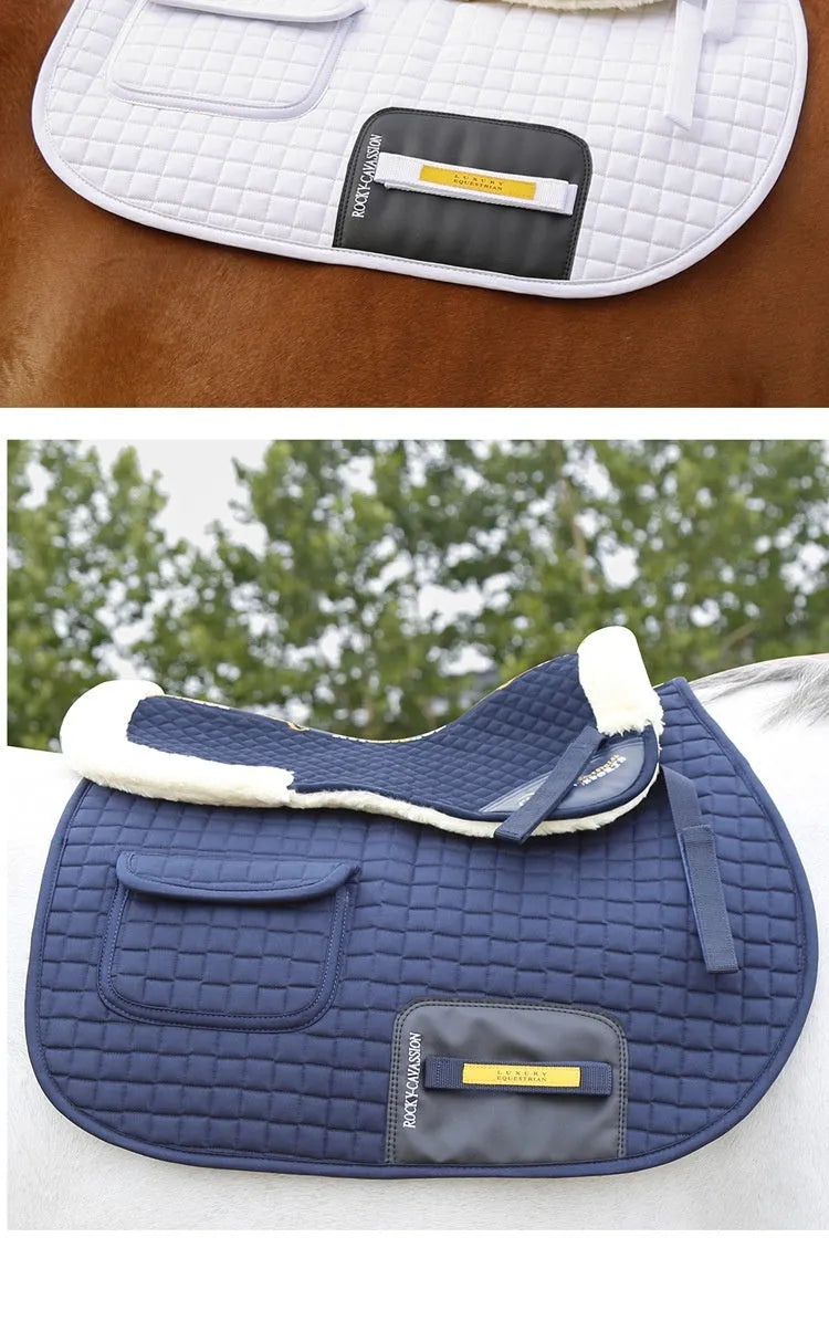 Riding saddle pad for shock absorption and waist protection in equestrian and cycling sports