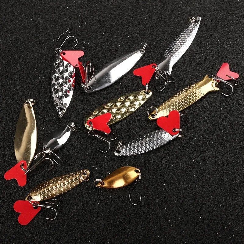 Metal fishing lure sequin sets in gold and silver colours for false bait enhancement