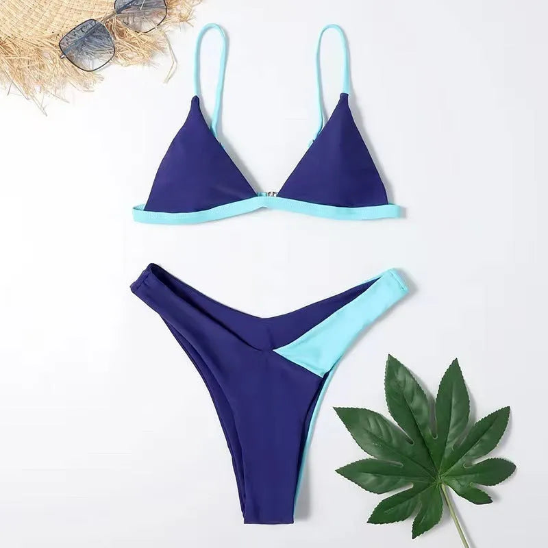 Women's nylon swimsuit briefs set in two pattern options with European and American sizing