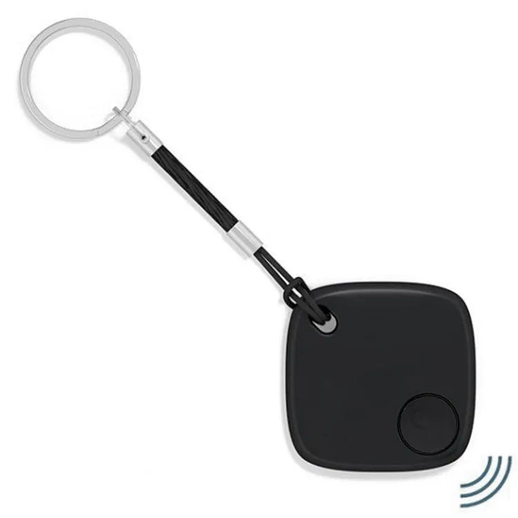 Black Bluetooth anti loss device with lanyard on a white background