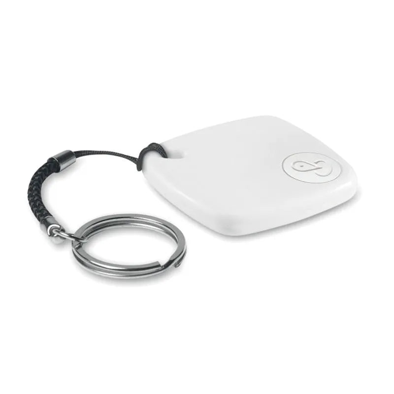 Black Bluetooth anti loss device with lanyard on a white background