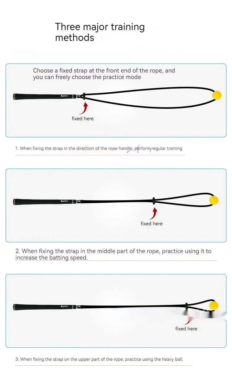 Black silicone elastic rope trainer for golf swing correction and sports practice