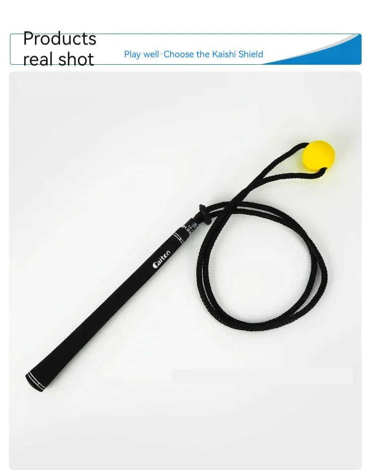 Black silicone elastic rope trainer for golf swing correction and sports practice