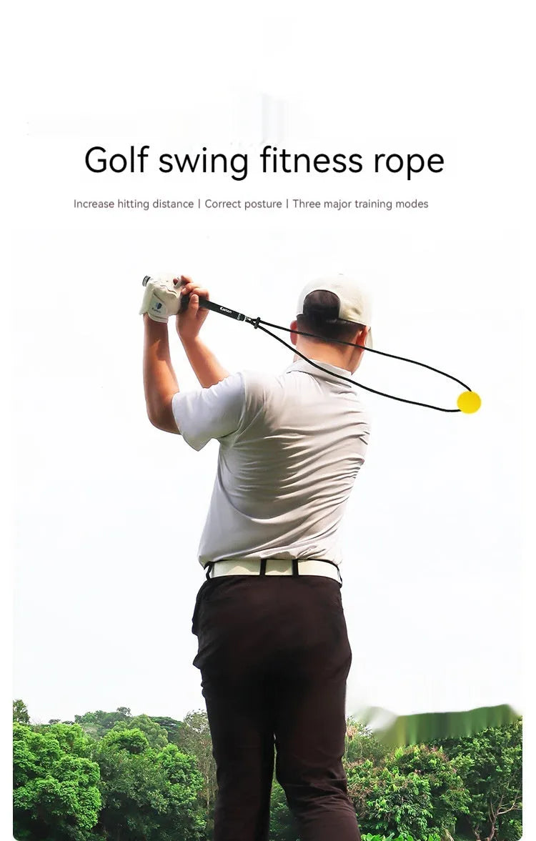 Black silicone elastic rope trainer for golf swing correction and sports practice