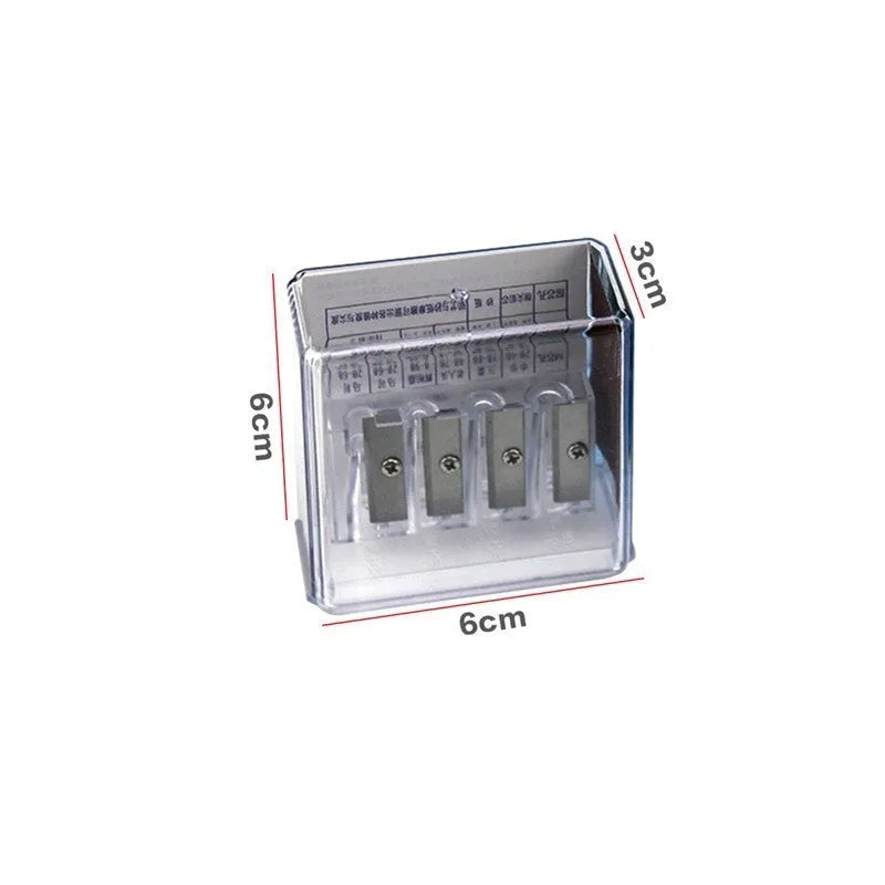 Geometric plastic pencil sharpener with four holes and screwdriver for art supplies