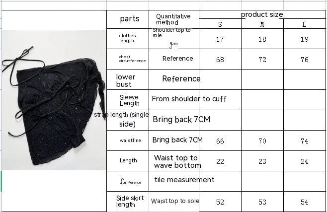 Black three-piece bikini swimsuit set with a top and shorts on a mannequin.