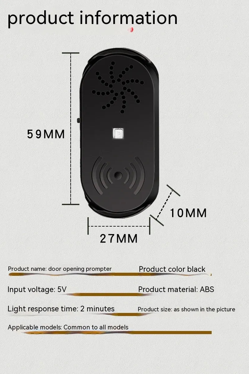 Black ABS plastic car door reminder with infrared sensor for vehicle safety alerts
