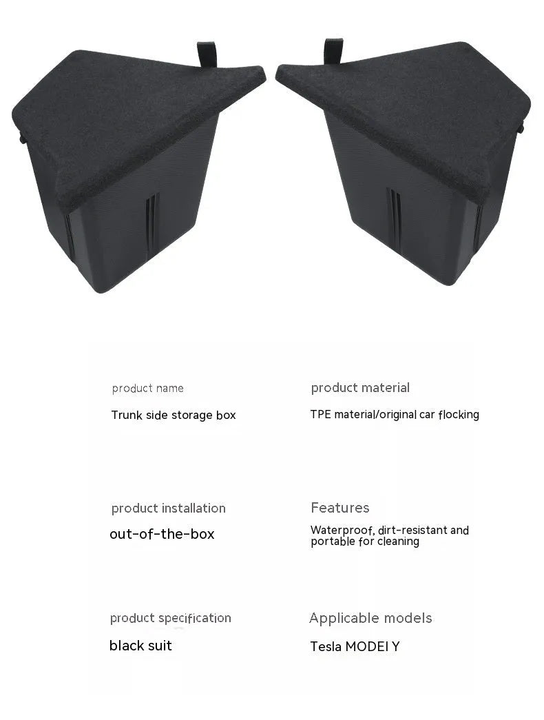 Tesla Model 3 and Model Y trunk side storage box cover accessories in TPE material