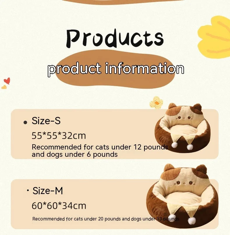 Cat nest winter pet bed medium three flowers hug warm deep sleep nest polyester PP cotton