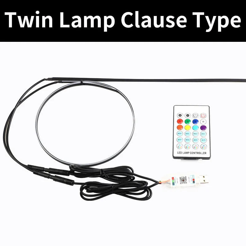 Car interior RGB ambience lighting strips with remote control and aluminium alloy construction