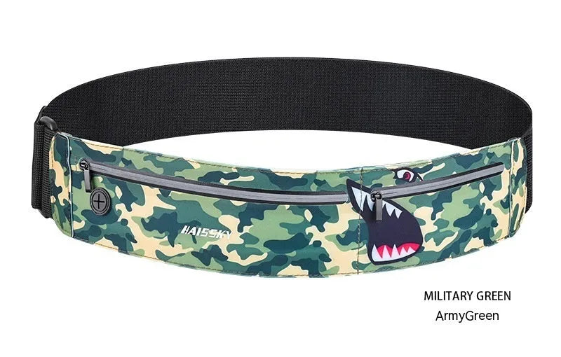 Unisex outdoor waterproof waist bag in camouflage crocodile colour with 8-inch storage capacity