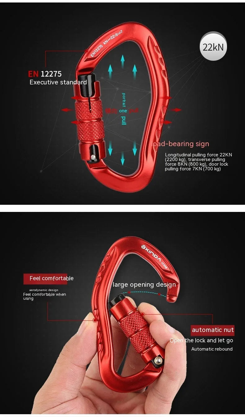 Automatic master lock climbing carabiner in five colour options for outdoor equipment