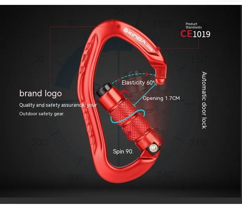 Automatic master lock climbing carabiner in five colour options for outdoor equipment