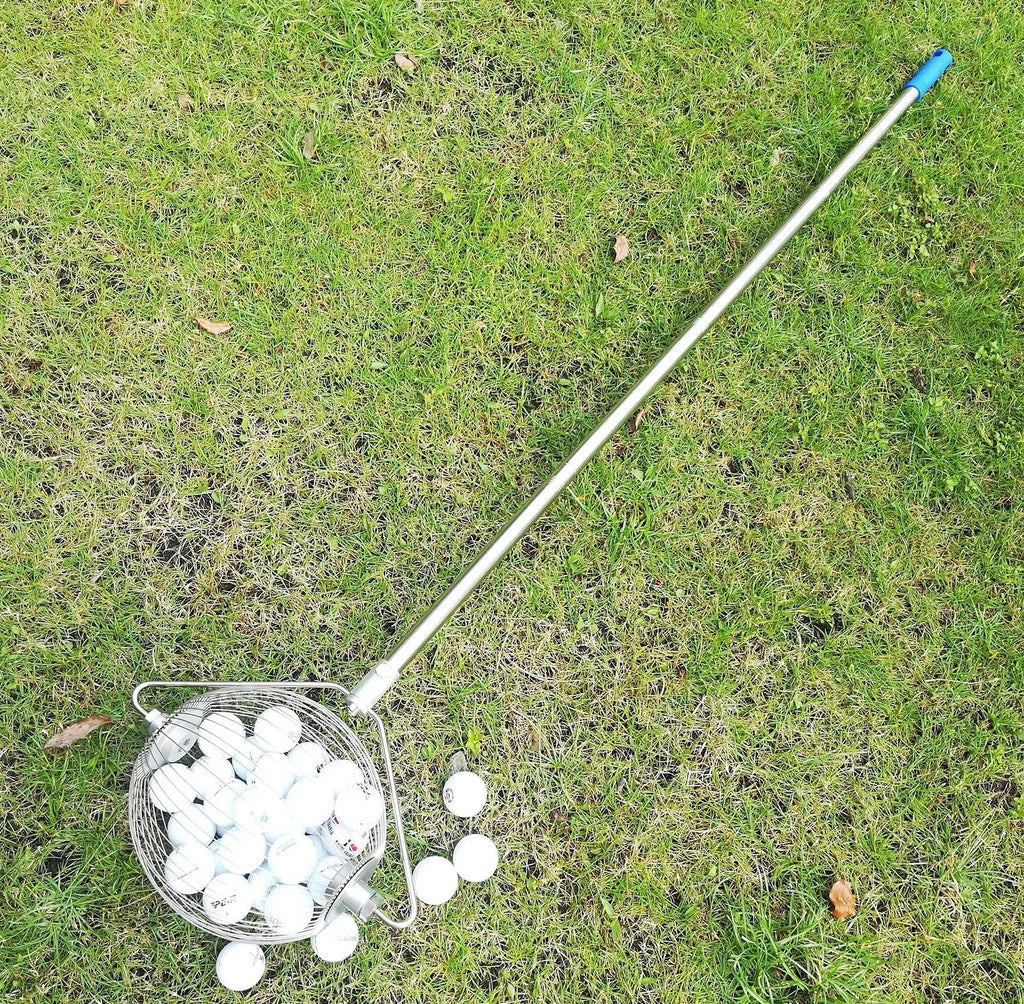 Stainless steel golf ball picker tool with metallic finish for retrieving balls from water hazards