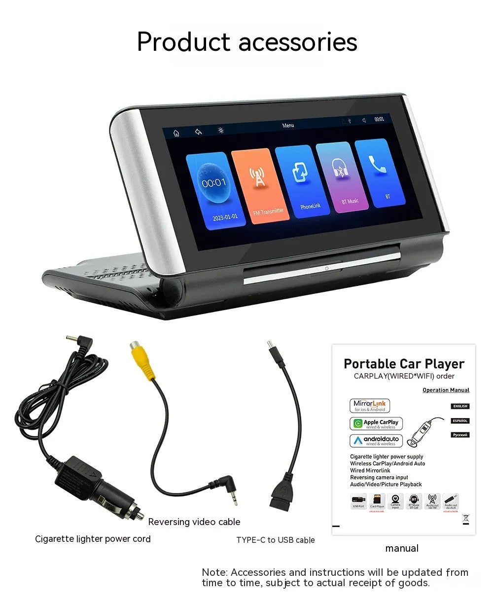6.86 inch vehicle MP5 player with screen, for wireless CarPlay and reversing camera.