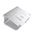 Silver aluminium laptop cooling bracket with rotating design and stripe heat sink pattern