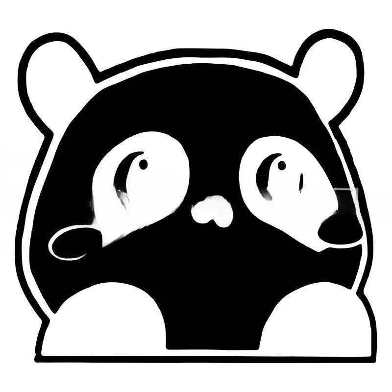 Peeking Panda design vinyl car window sticker in black, white or laser colour options