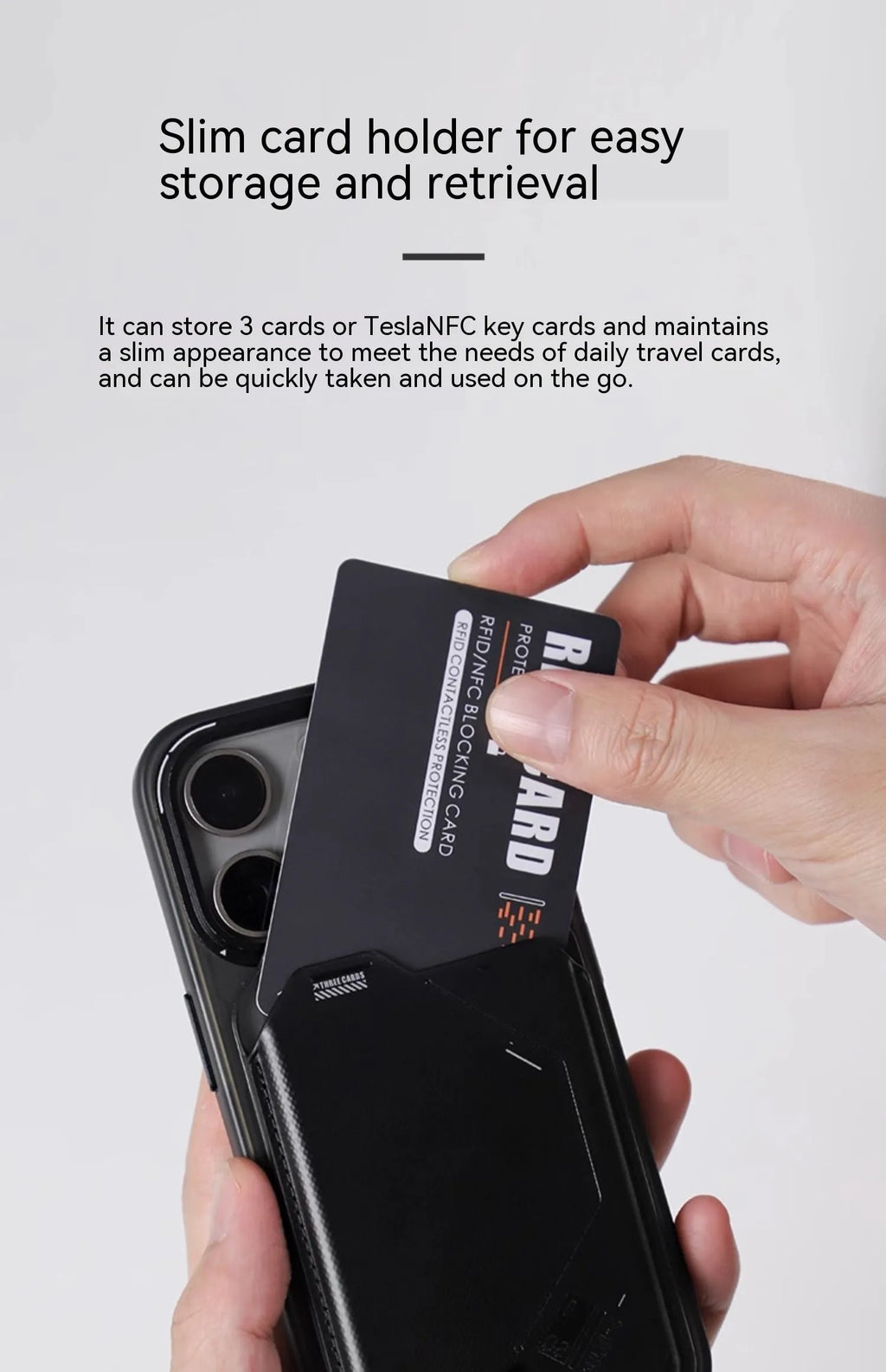 Black Magnetic Flip Card Holder G02 two-in-one wallet and phone holder, TPU artificial leather, 100mm