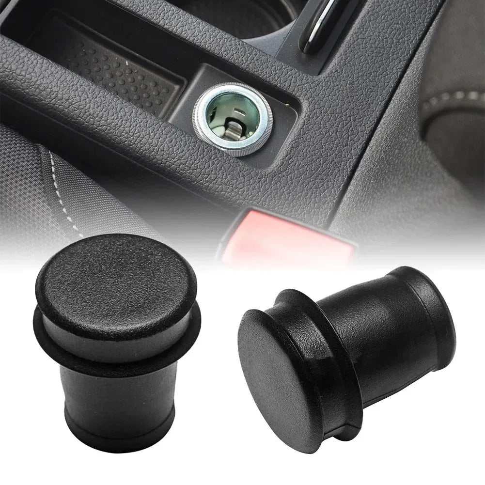 Black PVC car cigarette lighter dust plug protective cover measuring 33cm long with 2cm diameter