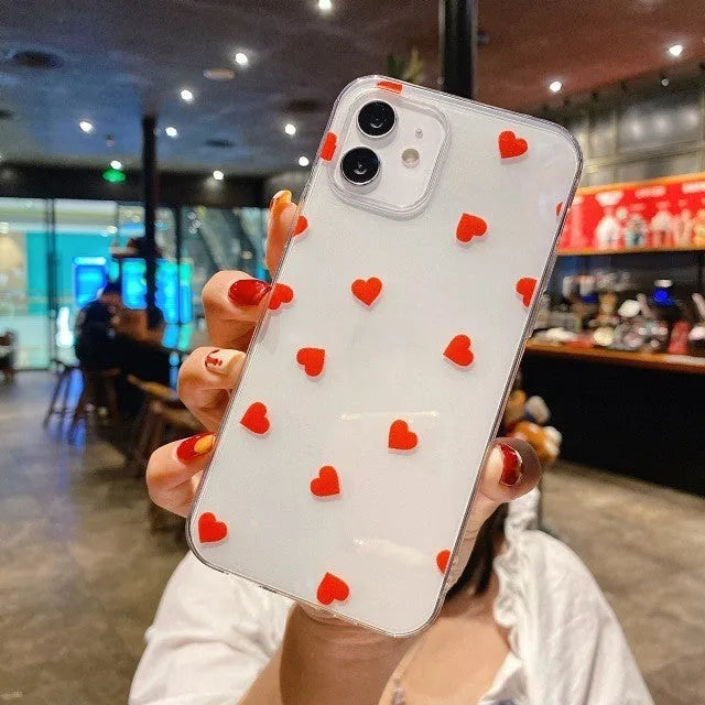 Clear TPU phone case with UV printed love pattern for iPhone 15 Pro Max