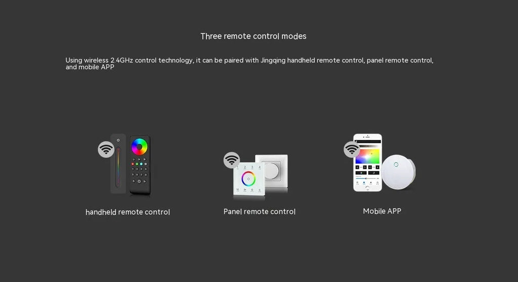 Black LED dimmer wireless RF switch 12-24V 8A RGB controller with remote control, 150x125x23mm