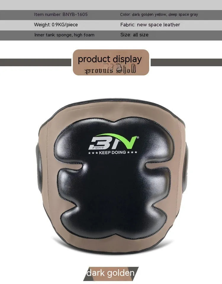 Dark grey Sanda boxing waist protection target with thickened foam for martial arts training.