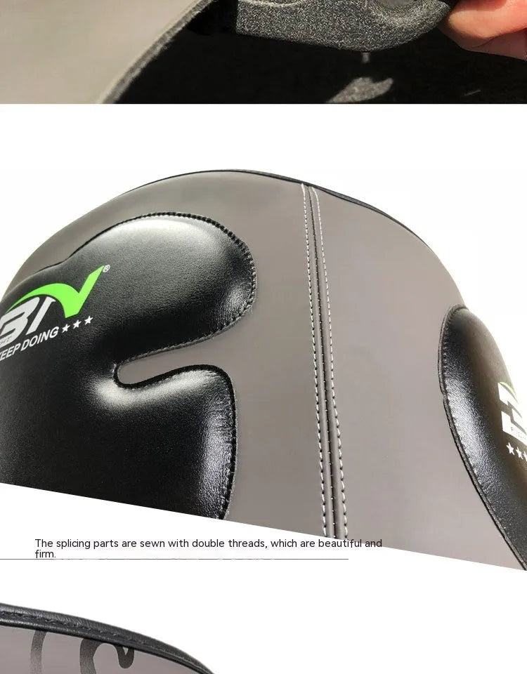 Dark grey Sanda boxing waist protection target with thickened foam for martial arts training.