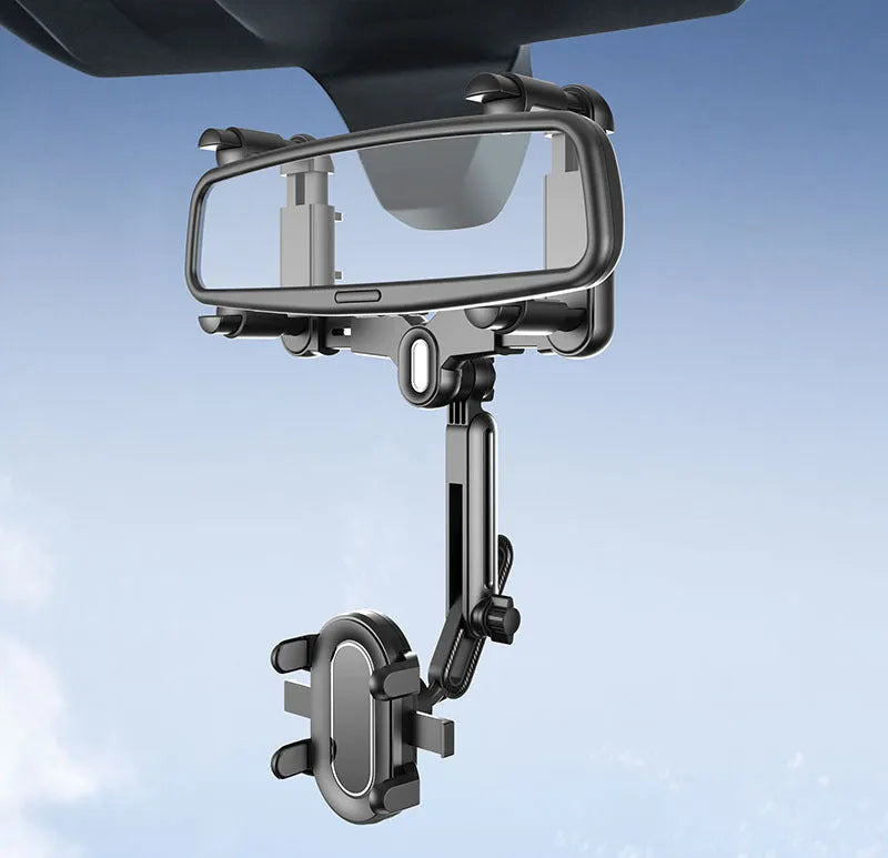Car rear view mirror mounted retractable phone holder bracket in 7th generation rearview mirror colour