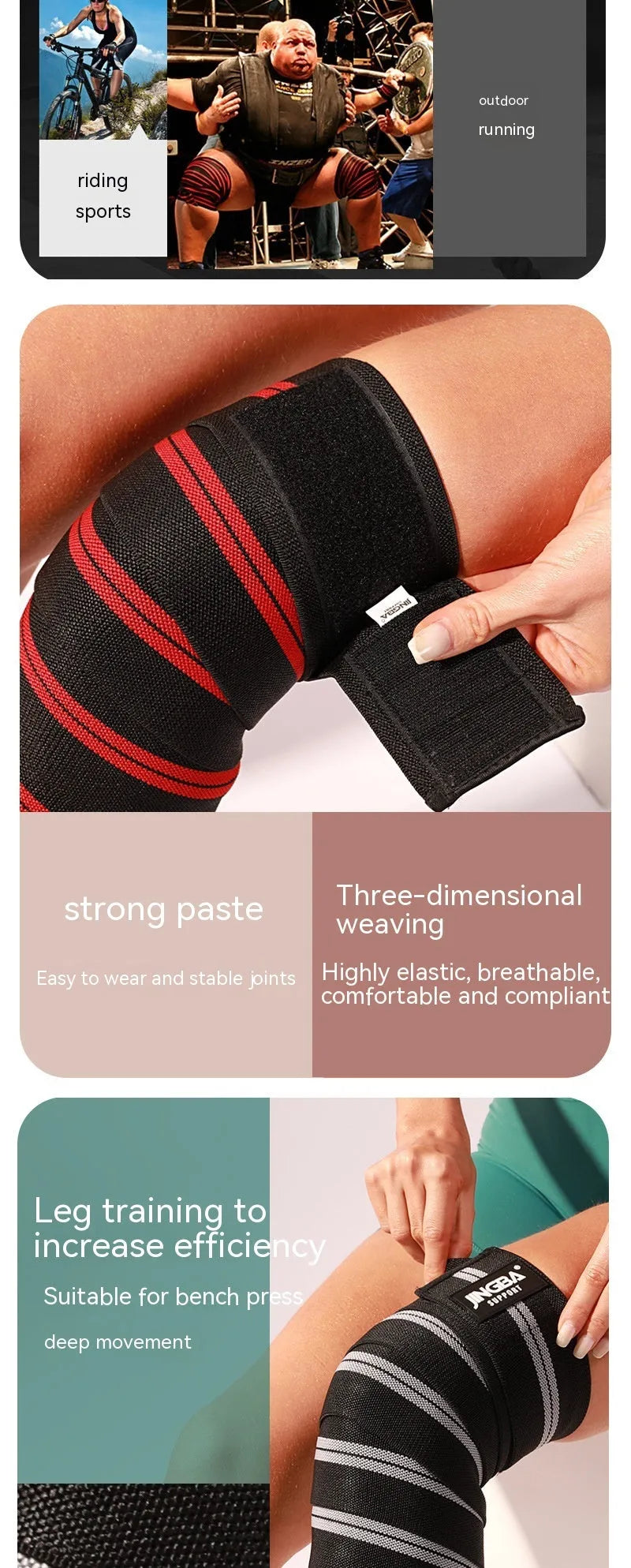 Adjustable knee pads for sports protection in blue, yellow, red and grey colours