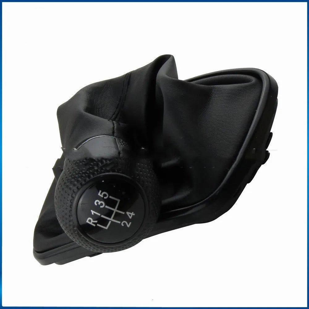 Silver and black 6-speed gear shift knob for Volkswagen Mk4 models with dirt-proof cover