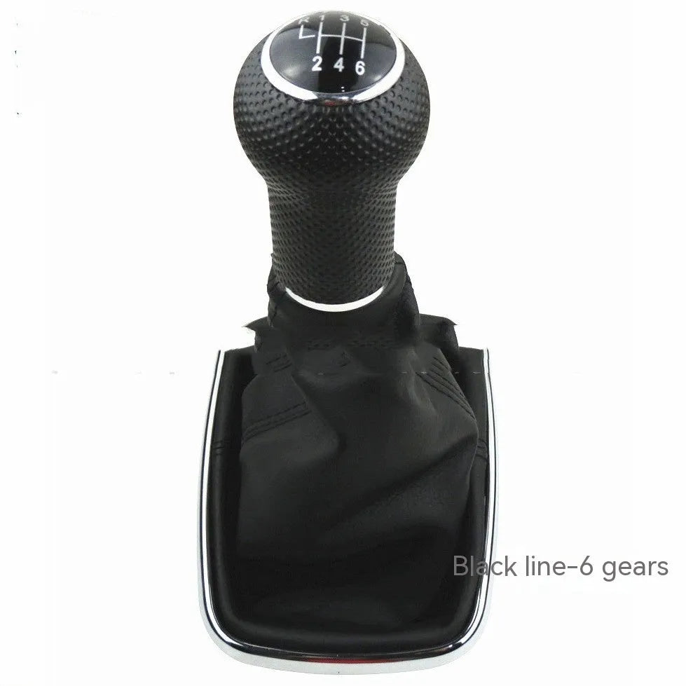 Silver and black 6-speed gear shift knob for Volkswagen Mk4 models with dirt-proof cover