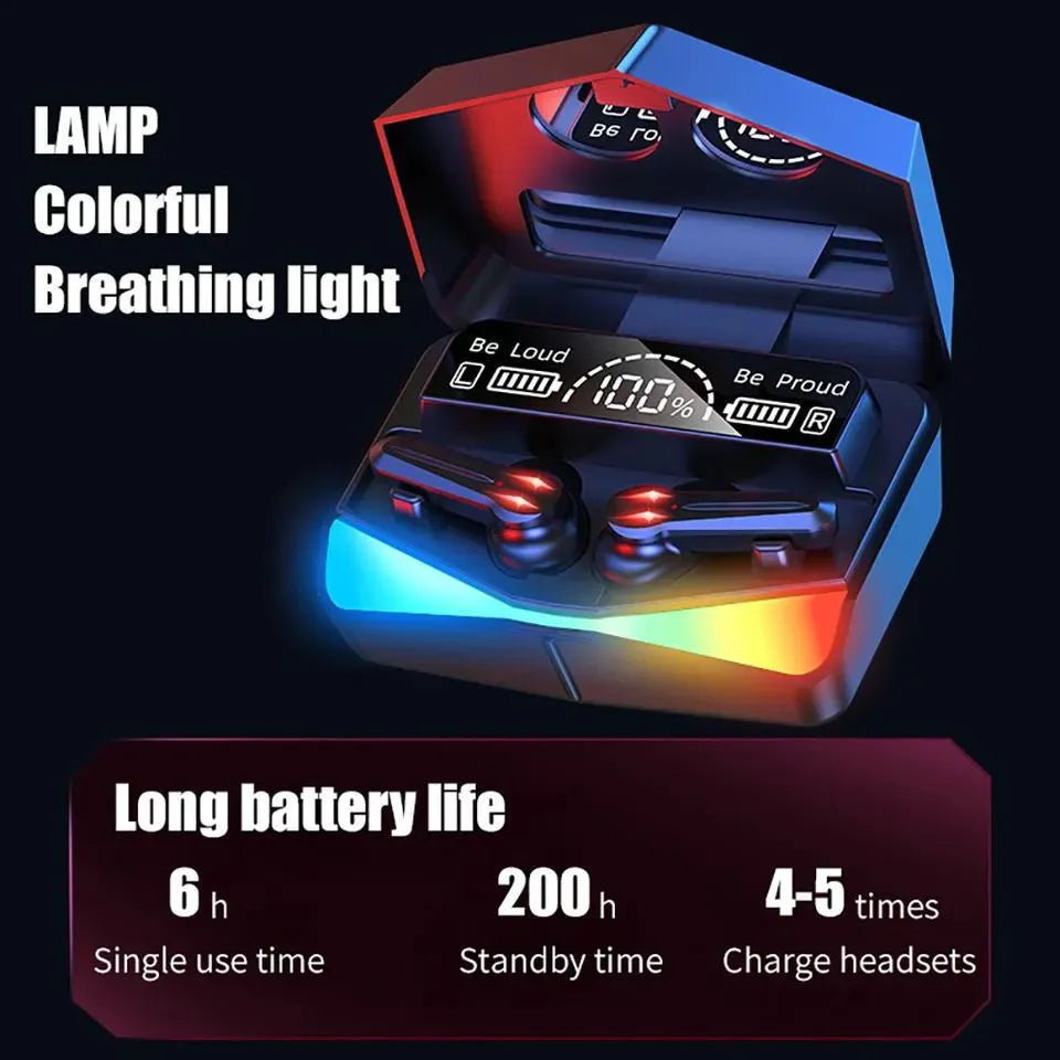 TWS-M28 true wireless Bluetooth earbuds in M28 Jerry colour with Jerry chip, PC ABS build, and in-ear low latency design