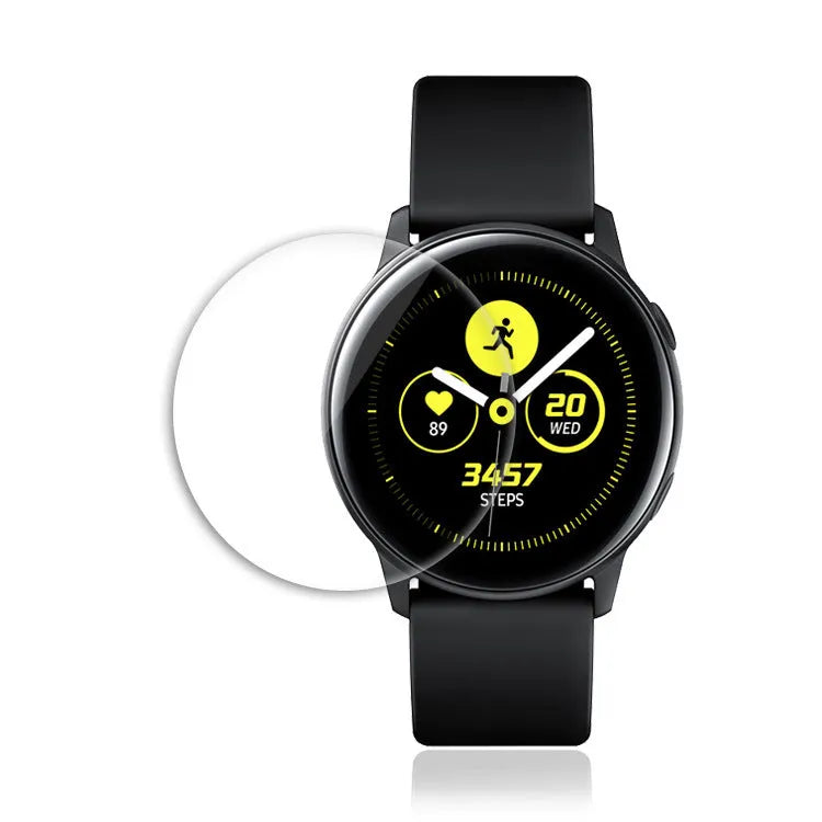Transparent tempered glass screen protector for Samsung Galaxy Watch Active full display.