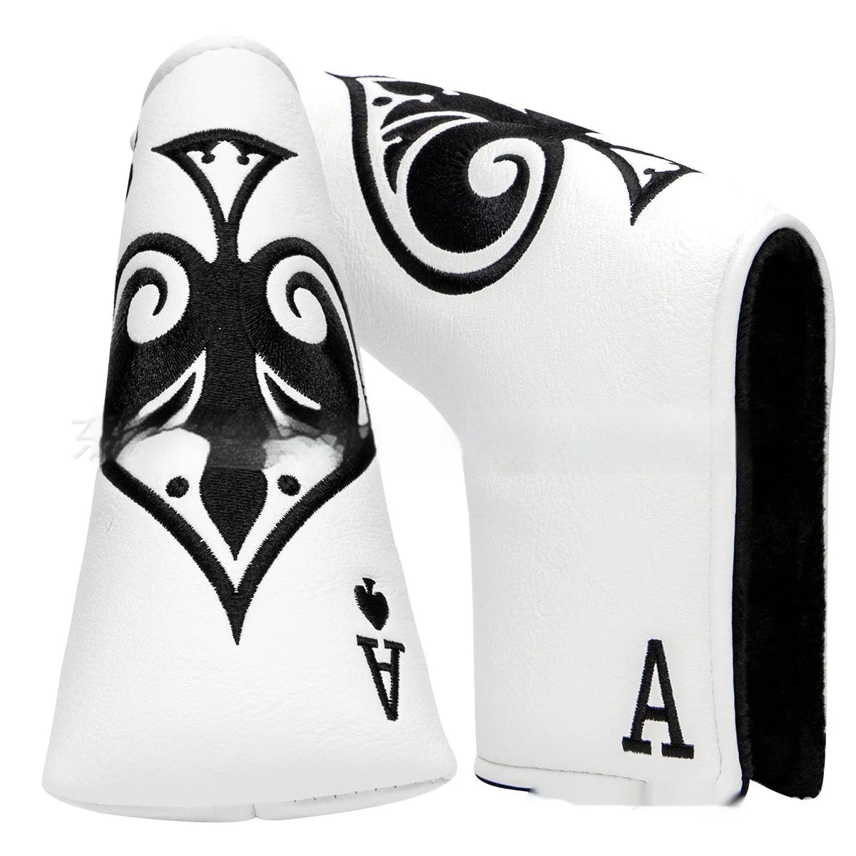 Flexible PU golf putter sleeve protector shown in one of three available colours.