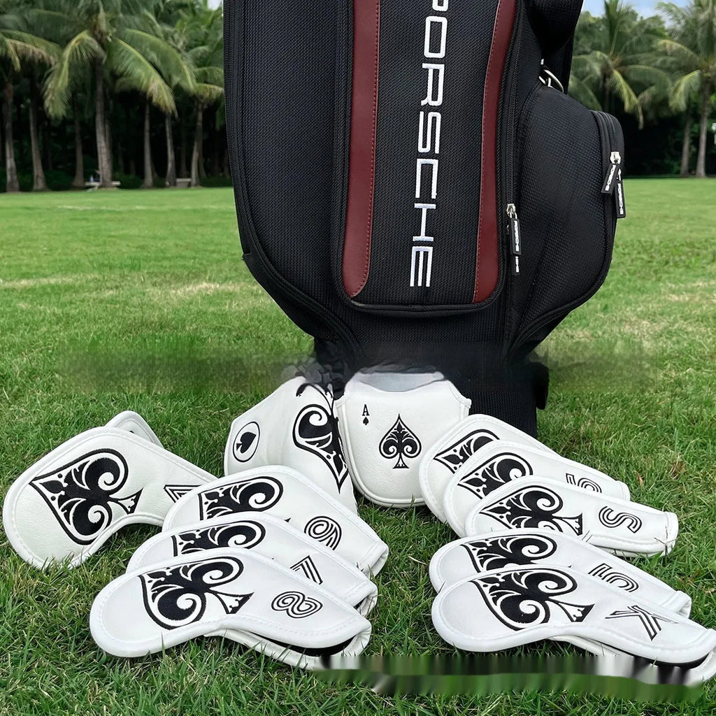 Flexible PU golf putter sleeve protector shown in one of three available colours.