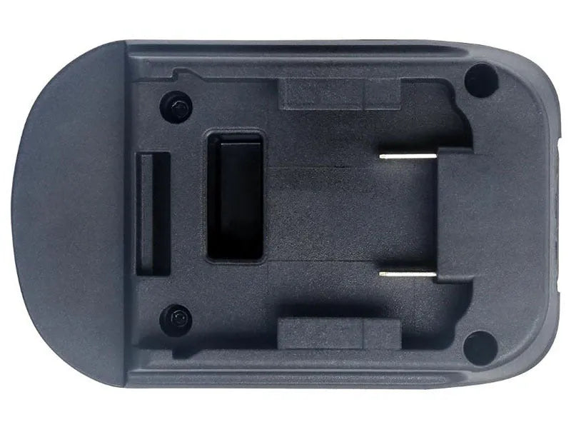 Black Milwaukee DM18M to Makita H99F battery adapter converter, 125mm long.