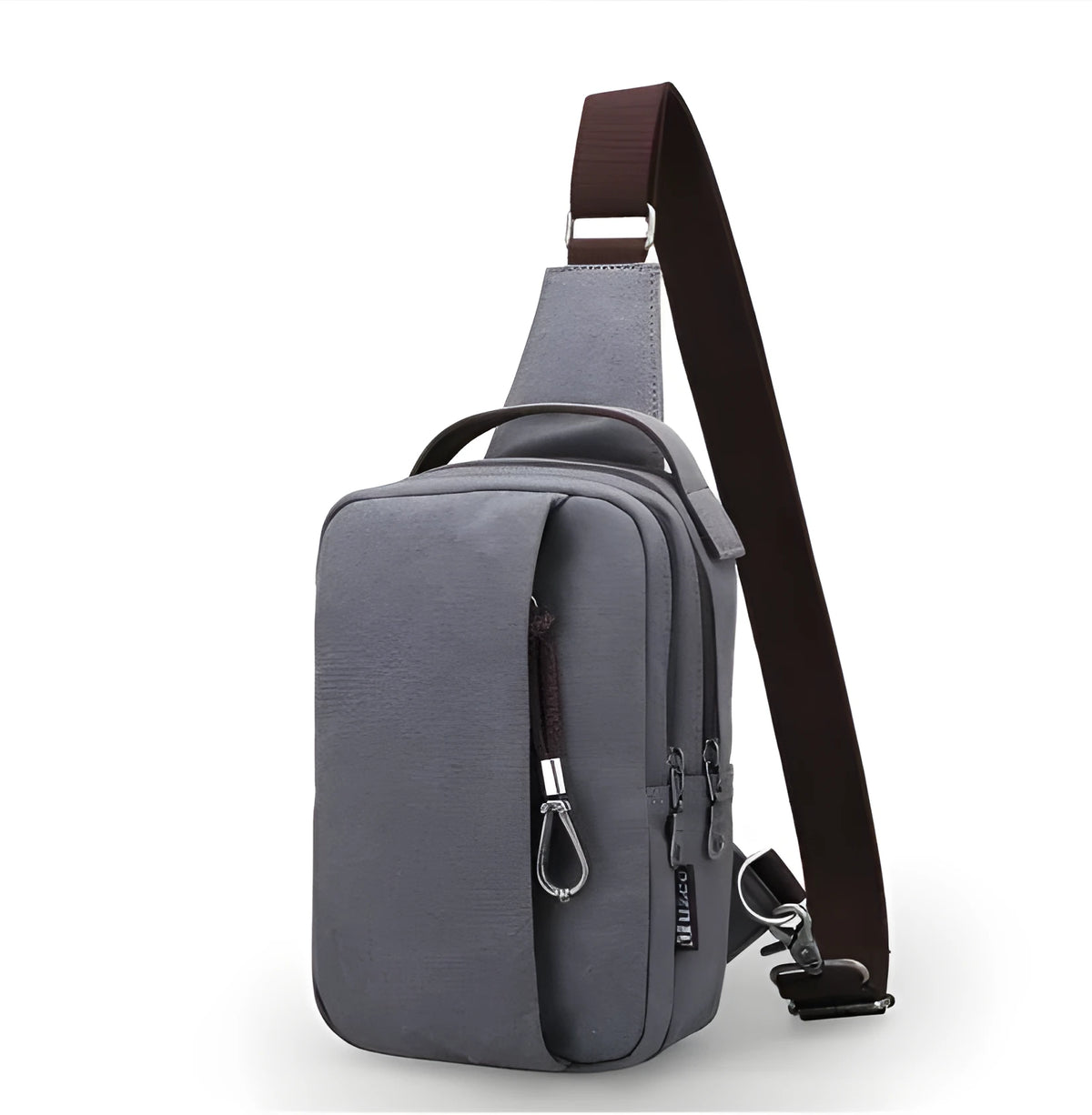 Canvas cross body bag, 16x10x25cm, with 110cm strap, shown in Blue, Grey and Light Brown