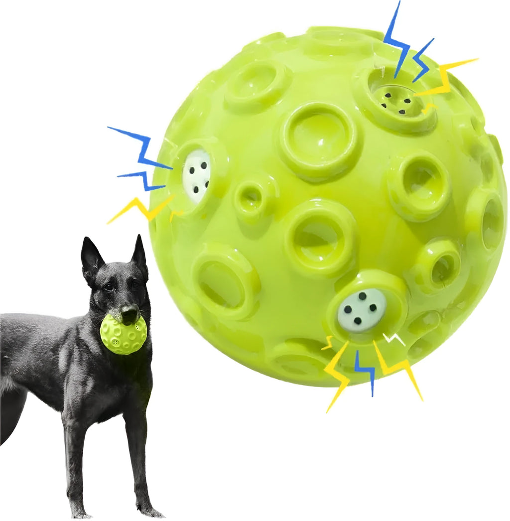 Durable rubber dog toy ball with squeaker sound for aggressive chewers in multiple colours