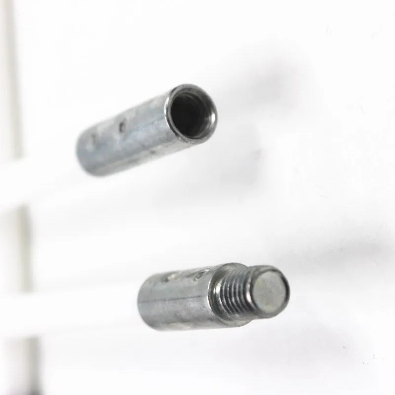 Pipe cleaning brush set with six nylon rods and 100mm diameter galvanised iron wire brush head in blister packaging