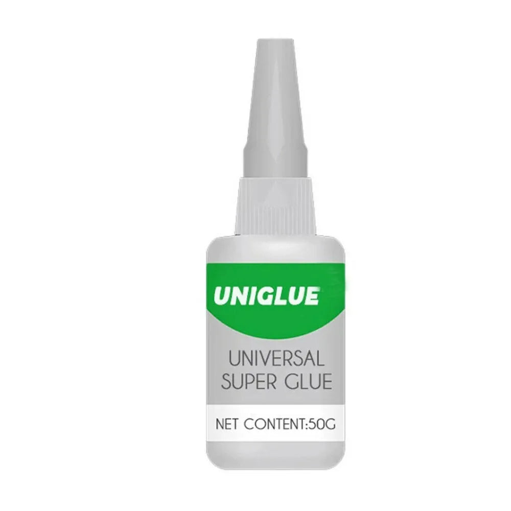Uniglue Universal Super Glue tube, clear liquid, with pin-point nozzle, for multi-surface repairs