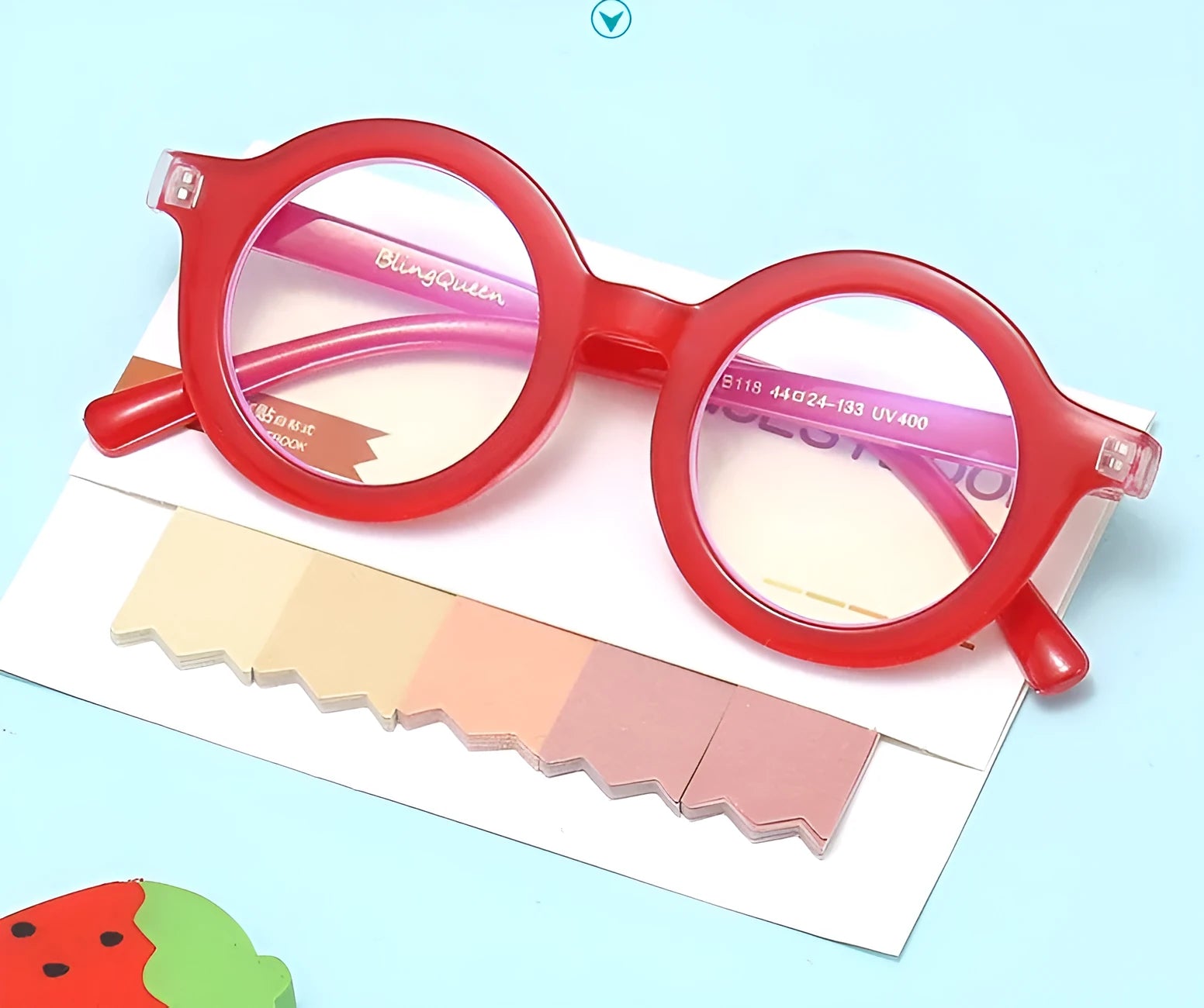 Retro round frame glasses with plastic PC frame and AC lenses in six colour options