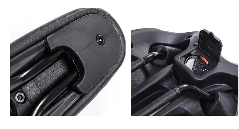 Black bike seat cushion with reflective spots, silicone padding, and PU leather cover, 14x28cm