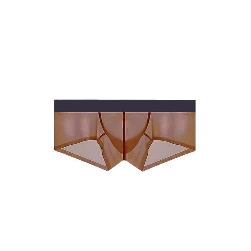 Men's seamless ice silk low waist underwear in light blue colour, showing ultra-thin fabric and minimalist design.