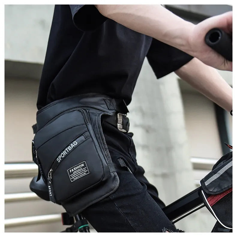 Men's waterproof cycling leg bag in crossbody design with anti-theft features
