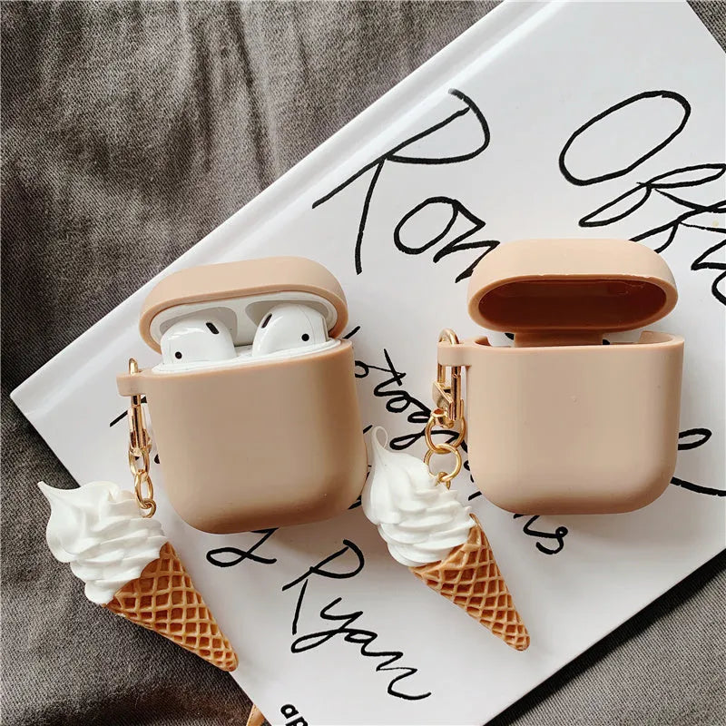 Cylinder Ice Cream brand silicone protector case for Apple AirPods 2 wireless earbuds.