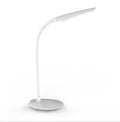White LED desk lamp with USB charging cord and touch switch on a wooden desk