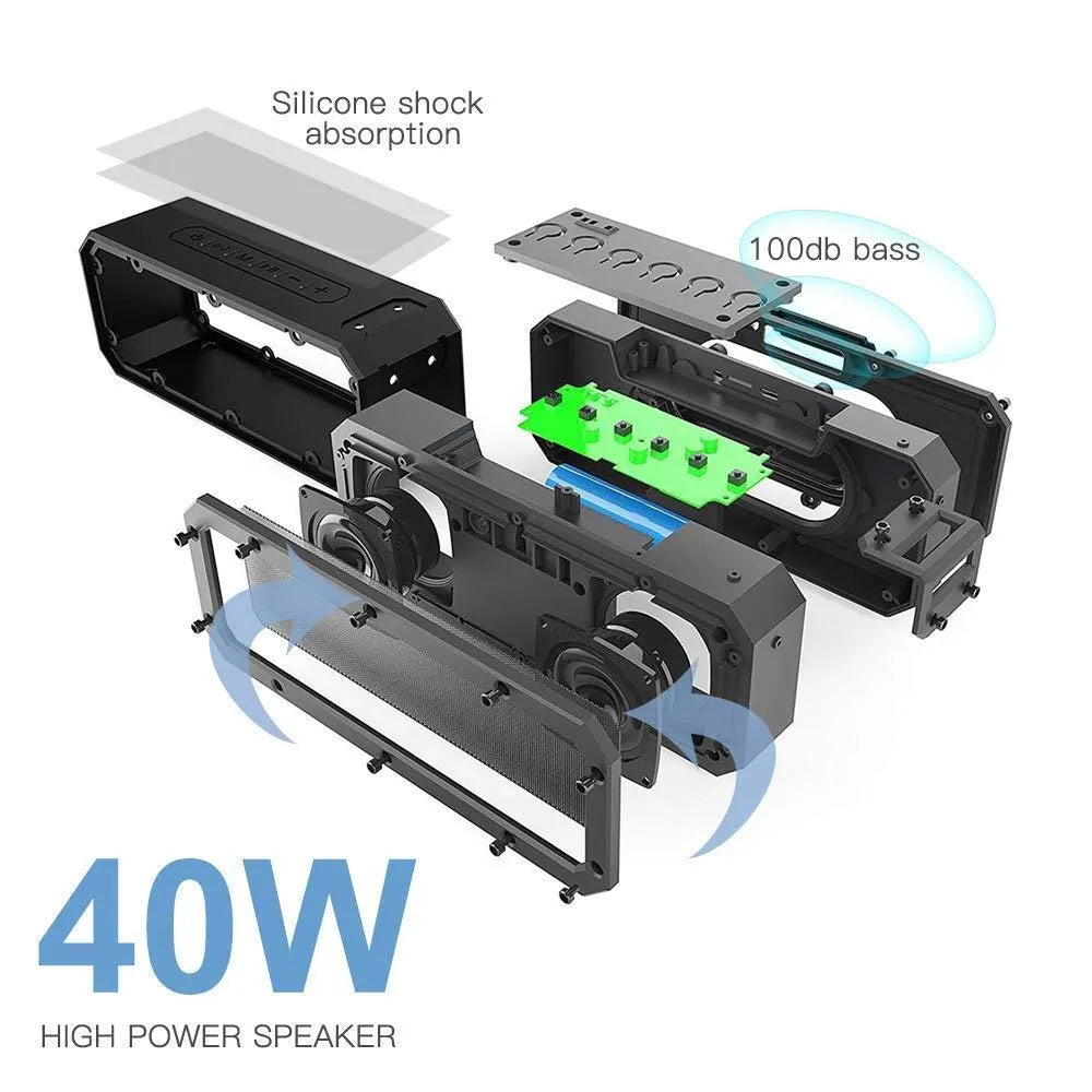 X3 PRO 40W waterproof portable Bluetooth speaker in black or blue with climbing rope handle