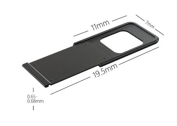 Black plastic camera privacy cover slide for laptop webcam anti hacker protection 18.5mm length